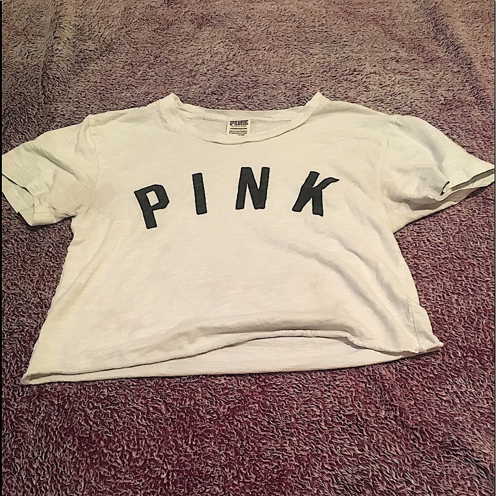 Pink White Cropped Top